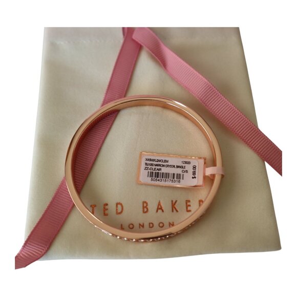 Ted Baker Womens Rose Gold Tone Bangle With Swarovski Crystals In Gift Box - Picture 6 of 8